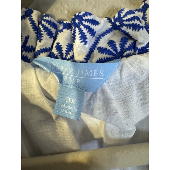 Draper James Dress 3X Blue White Cotton Summer Sleeveless Embroidered NEW - Picture 8 of 12
